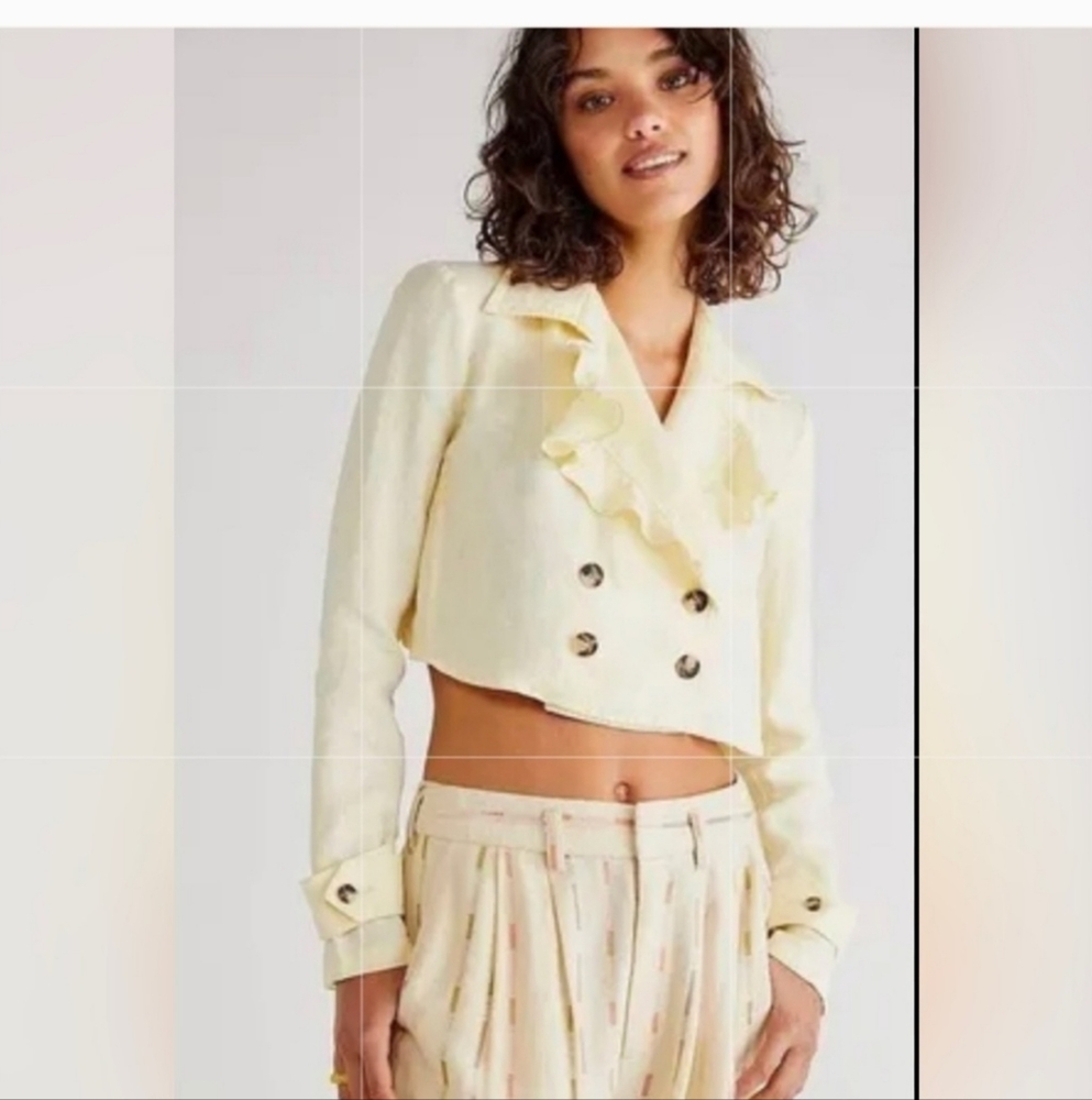 NWT Free people 100% linen crossover back bennie crop blazer